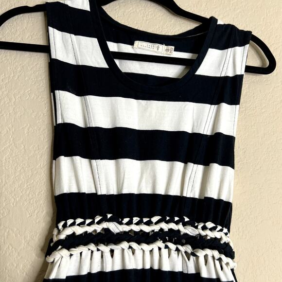 Knot Sisters Logan Braided Waist Jersey Maxi Dress Women Small Striped Nautical - Picture 14 of 14